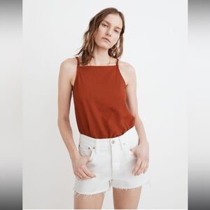 madewell relaxed fit rigid denim shorts in tile white 2021
